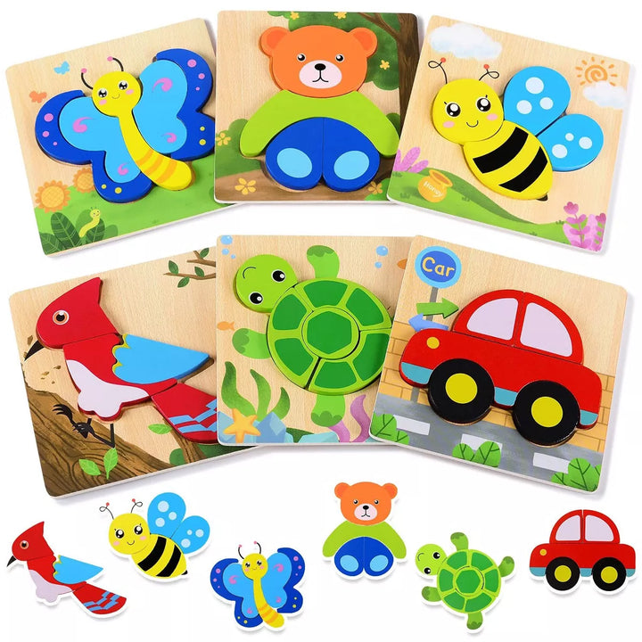 Magifire Wooden Puzzles for Toddlers 1-3, Set of 6 Montessori Puzzles for 1 Year Old, Toddler Puzzles, Baby Puzzles Wooden Toys