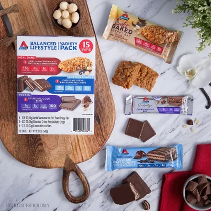 Atkins Balanced Lifestyle Variety Pack, Meal Bars + Snack Bars + Endulge Treats 15 Ct.