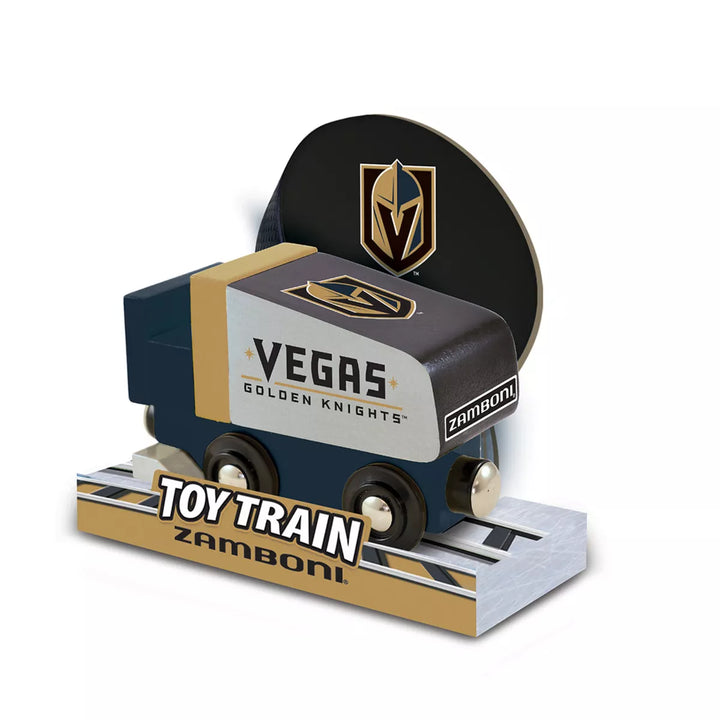 Masterpieces Officially Licensed NHL Las Vegas Golden Knights Wooden Toy Zamboni Train Engine for Kids.