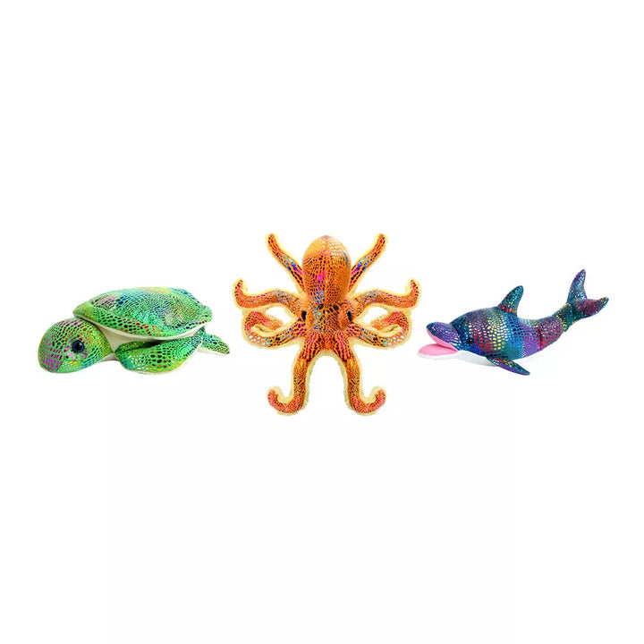 Dazmers Sea Stuffed Animals Set of 3 - Octopus, Dolphin & Sea Turtle Plush Toys