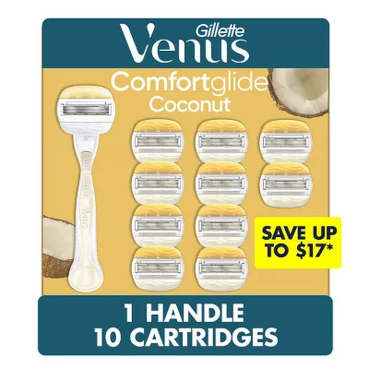 Venus Comfortglide Women'S Razor Handle + 10 Cartridges, Coconut