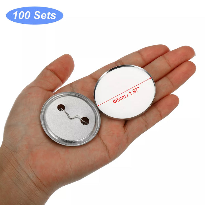 Unique Bargains Metal Plastic round Badge Button Pin 100 Pcs