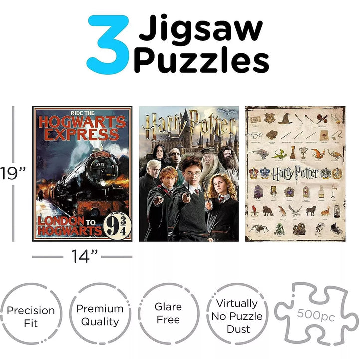 Aquarius Puzzles Harry Potter 500 Piece Jigsaw Puzzle | Set of 3