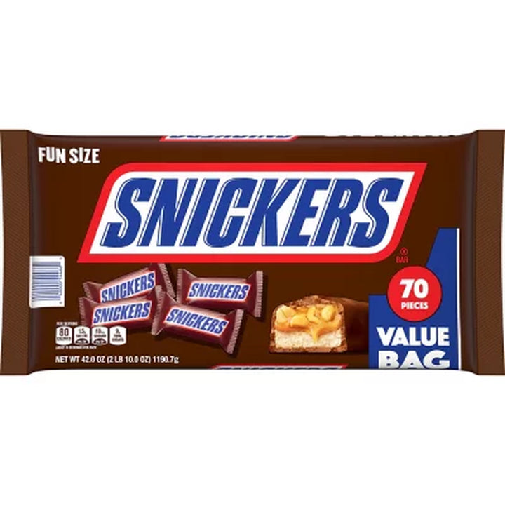 SNICKERS Tailgate Milk Chocolate Candy Bars, Fun Size, 70 Pcs.