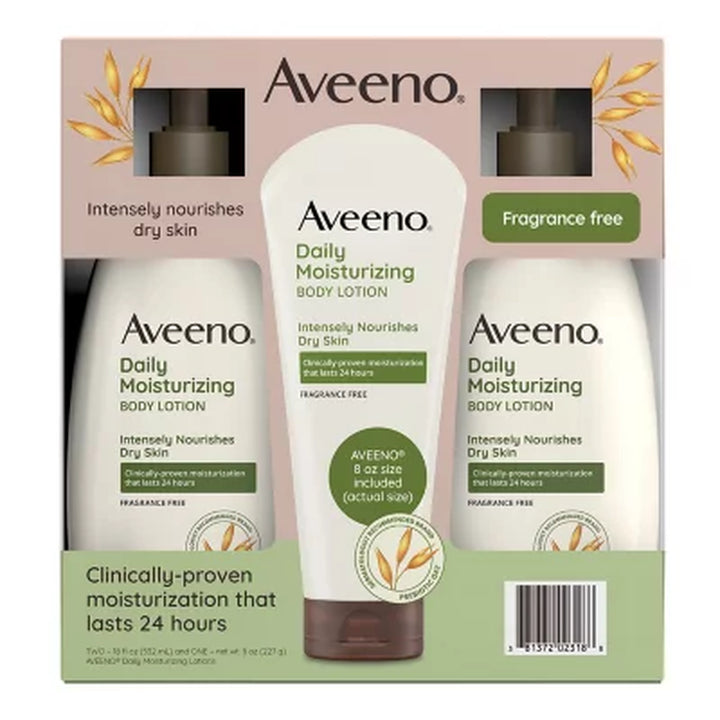 Aveeno Daily Moisturizing Body Lotion 18 Oz., 2 Pk. + 8 Oz. Tube