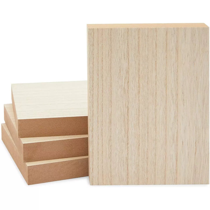 Bright Creations 4 Pack Unfinished Wood Blocks for Arts and Crafts, Wood Burning (6 X 8 In)