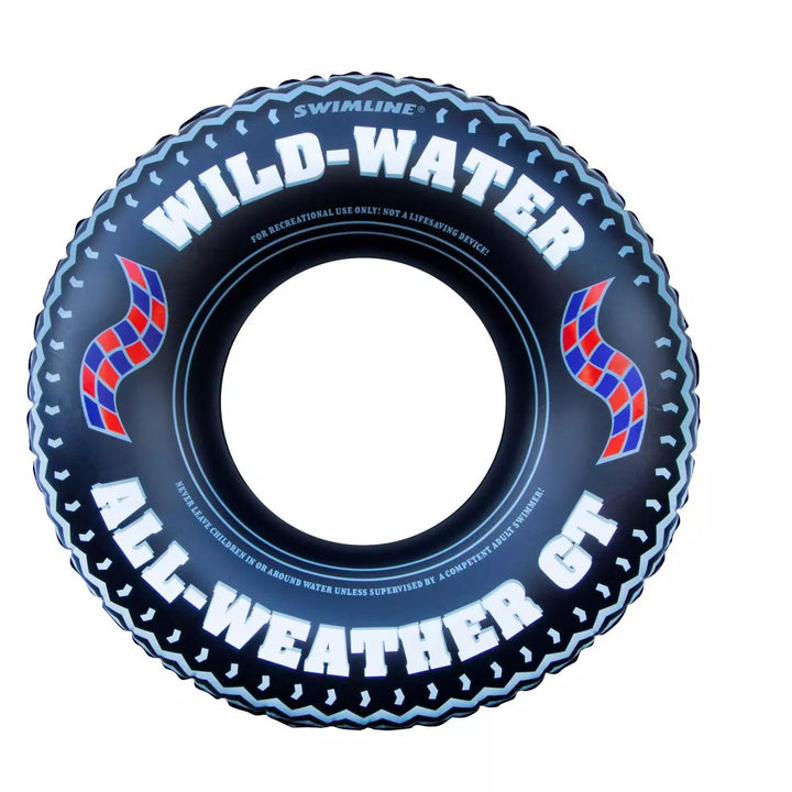 Swim Central Inflatable Wild Water Monster Tire Inner Tube - 36" - Black and White