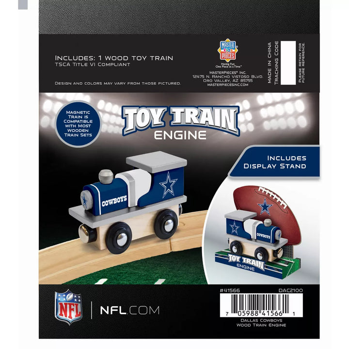 Masterpieces Officially Licensed NFL Dallas Cowboys Wooden Toy Train Engine for Kids.