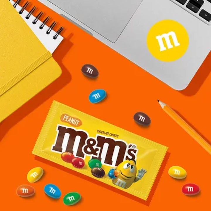 M&M'S Peanut Milk Chocolate Candy, Full Size, 1.74 Oz., 48 Pk.