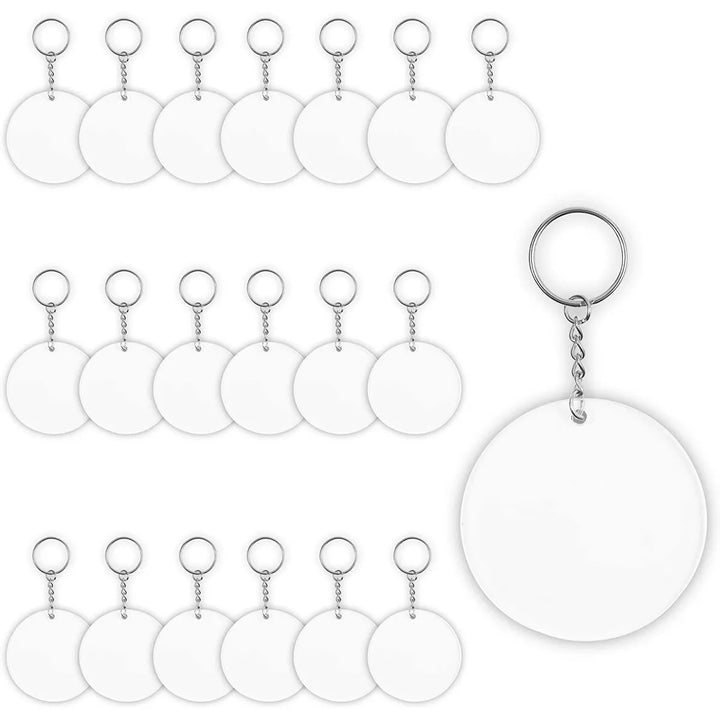 Bright Creations 20 Pieces Blank Clear Acrylic Keychains, Transparent Circle Dics 2.5" Diameter round Keychains for DIY Craft Projects