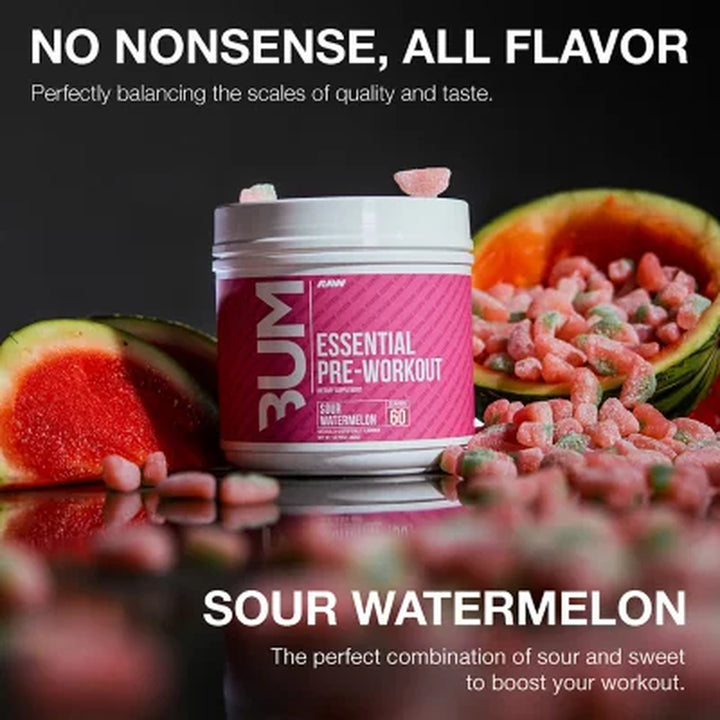 RAW Nutrition CBUM Essential Pre Workout Powder, Sour Watermelon 60 Servings