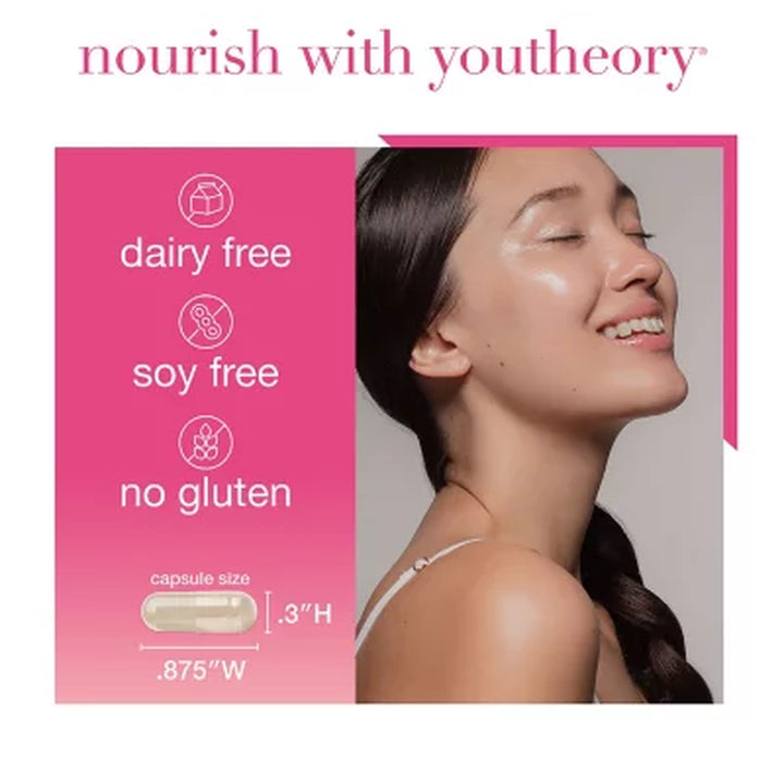 Youtheory Total Beauty Hyaluronic Acid, Keratin & Biotin Capsules 90 Ct.