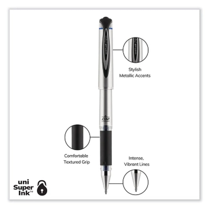 Uni-Ball 207 Impact Roller Ball Gel Stick Pens, Select Ink Color (Bold) - Dozen