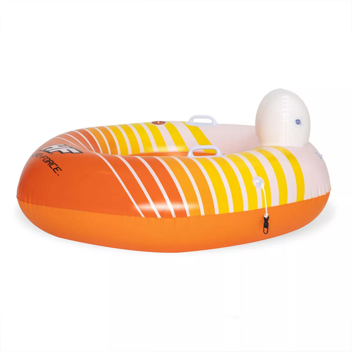 Bestway 43399E Hydro-Force Sunkissed Pool, Lake, River, Beach Inflatable PVC Clasp N Go Inner Tube Ring Float with Cup Holder, Orange and Yellow