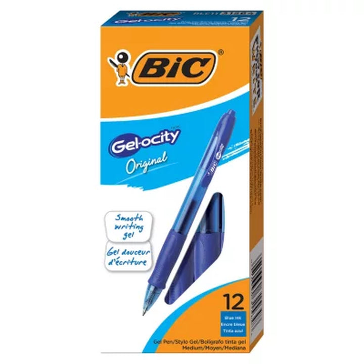 BIC Gel-Ocity Retractable Gel Pen, Blue Ink, (.7Mm, Medium, 12Ct.)