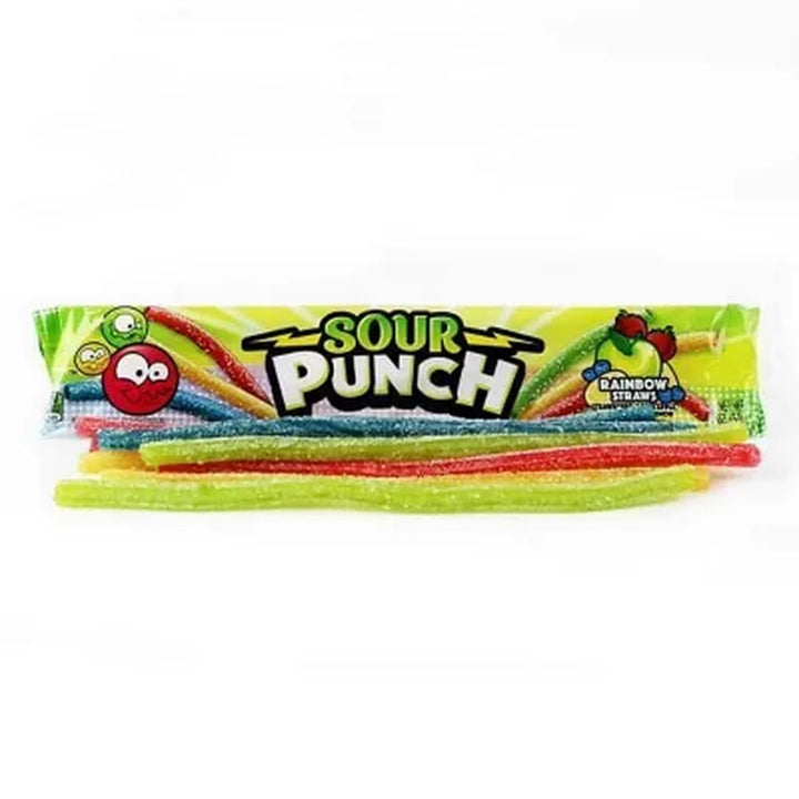 SOUR PUNCH Rainbow Straws, Chewy Candy, 2 Oz., 24 Ct.