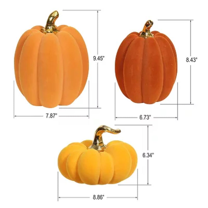 Member'S Mark Harvest Flocked Pumpkins, Set of 3