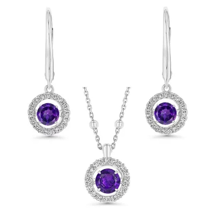 925 Sterling Silver Lab Created Gemstone and White Sapphire Dancing Set