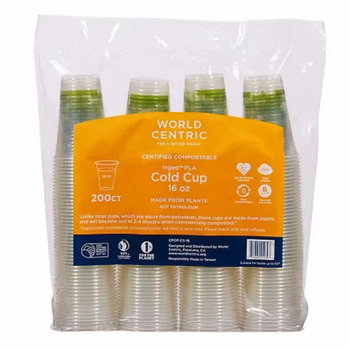 World Centric Clear Compostable Plant-Based Cup (16 Oz., 200 Ct.)