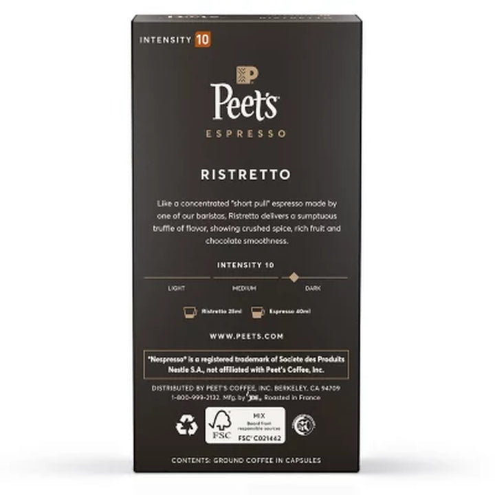 Peet'S Coffee Ristretto Intensity 10 Dark Roast Pods 50 Ct.