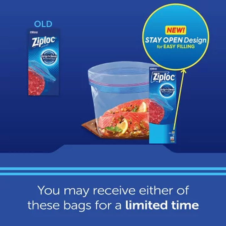 Ziploc Easy Open Tabs Freezer Quart Bags with New Stay Open Design, 216 Ct.