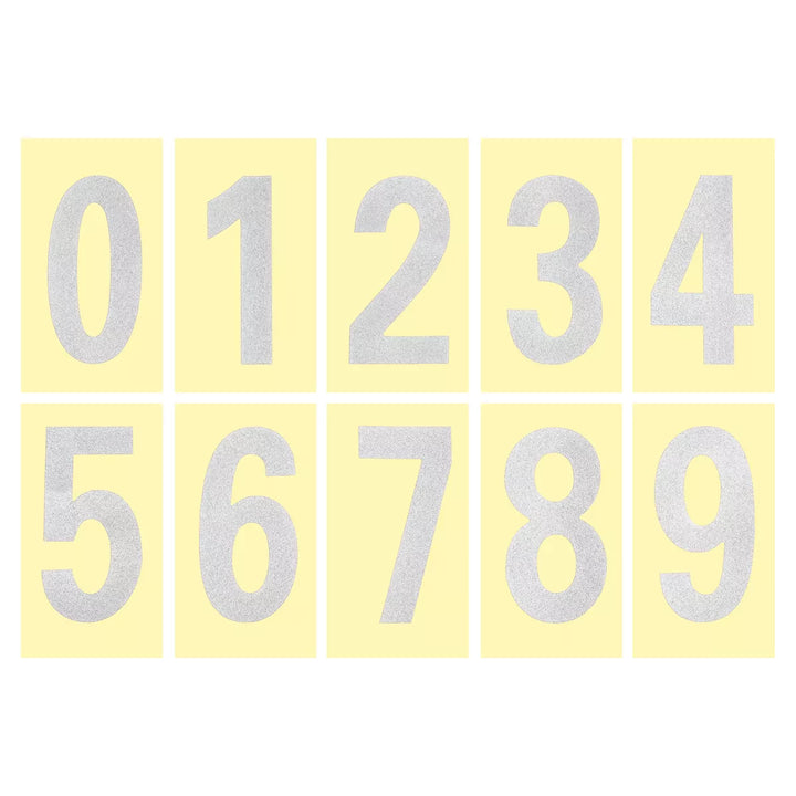 Unique Bargains 0 - 9 Vinyl Waterproof Self-Adhesive Reflective Mailbox Numbers Sticker 2.17 Inch Silver 4 Set