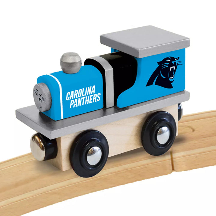 Masterpieces Officially Licensed NFL Carolina Panthers Wooden Toy Train Engine for Kids.