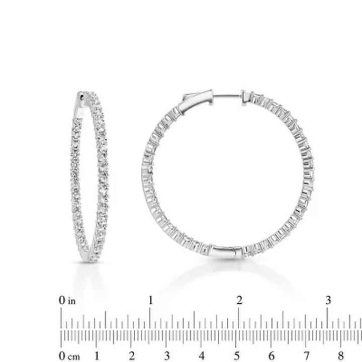 Lab White Sapphire Hoop Earring in Sterling Silver