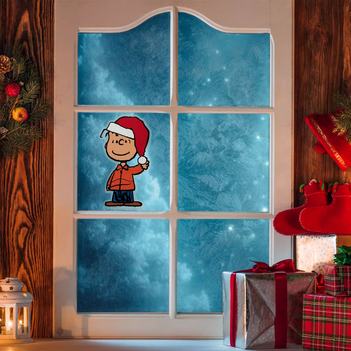 Northlight Peanuts Linus in Santa Hat Christmas Window Cling Decoration