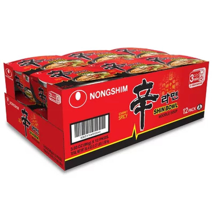 Nongshim Shin Bowl Noodle Soup (3.03 Oz. Bowl, 12 Ct.)