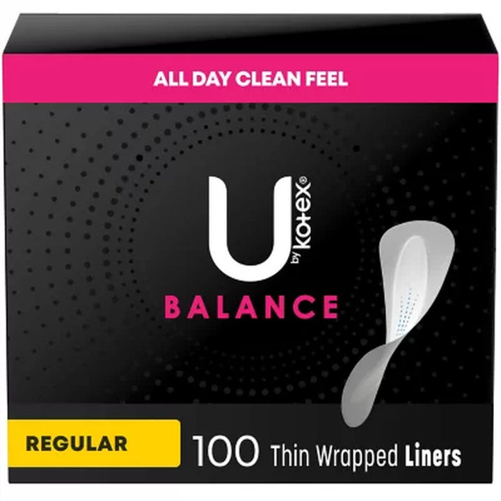 U by Kotex Barely There Liners, Regular, 100 Ct.