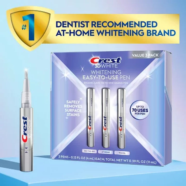 Crest 3Dwhite Enamel Safe Teeth Whitening Pens, 0.13 Fl. Oz., 3 Pk.