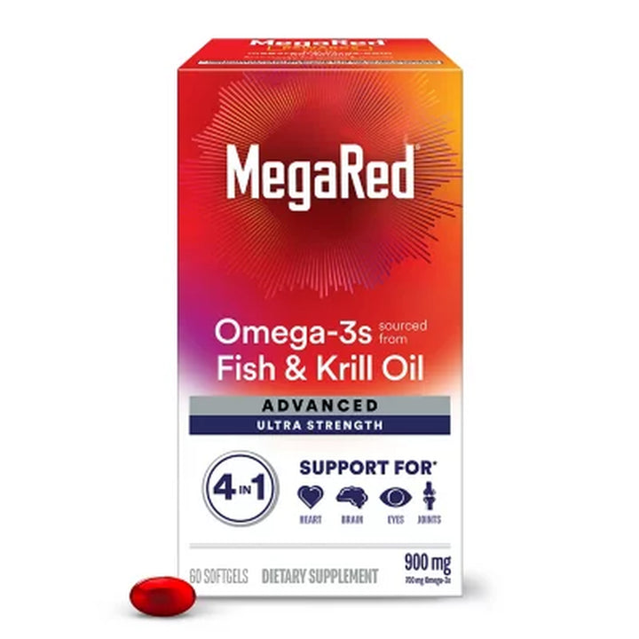 Megared Omega-3S Fish & Krill Oil Advanced 4-In-1 900Mg Softgels 60 Ct.