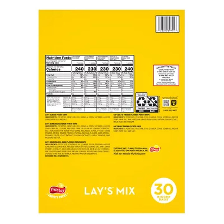 Lay'S Mix Potato Chips Variety Pack 30 Pk.