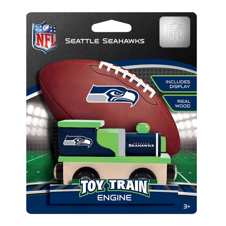 Masterpieces Officially Licensed NFL Seattle Seahawks Wooden Toy Train Engine for Kids.