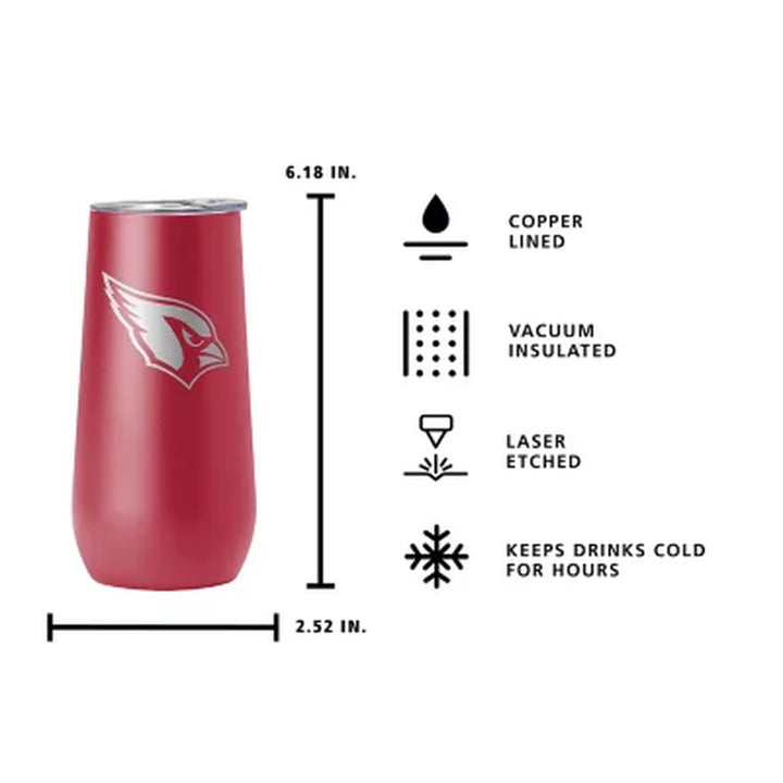 Logo Brands NFL 10Oz Stainless Steel Insulated Tumblers with Lids, 4 Pack, Assorted Teams