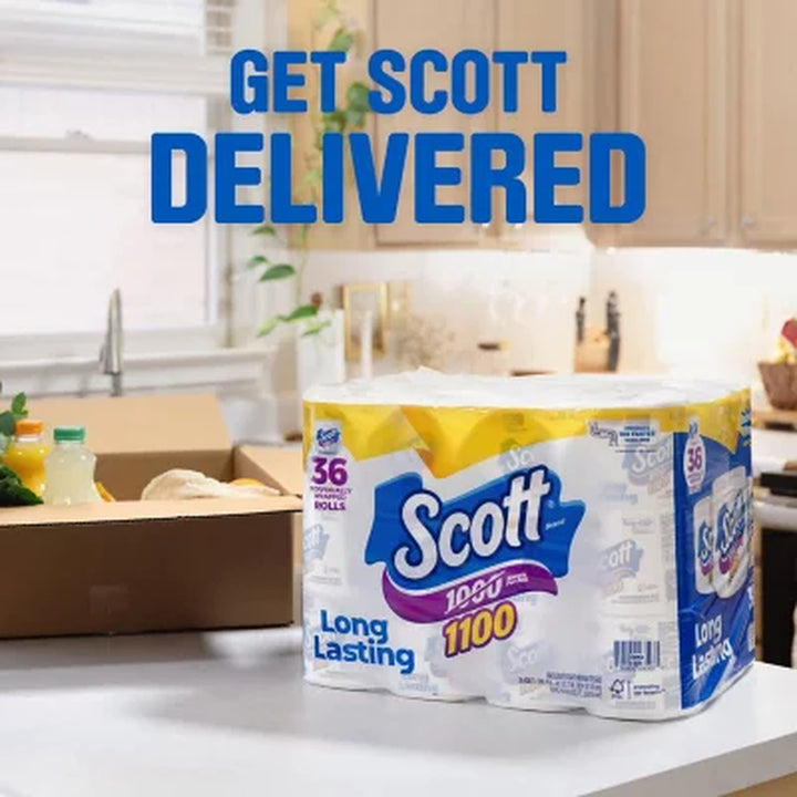Scott 1100 1-Ply Toilet Paper 1100 Sheets/Roll, 36 Rolls