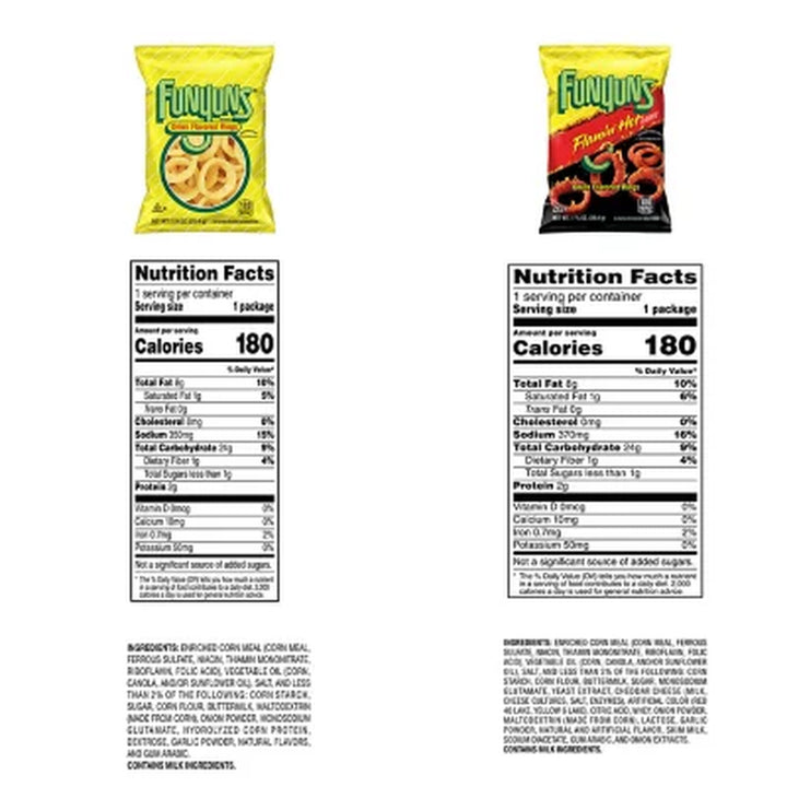 Funyuns Onion Flavored Rings, Variety Pack, 1.25 Oz., 30 Pk.