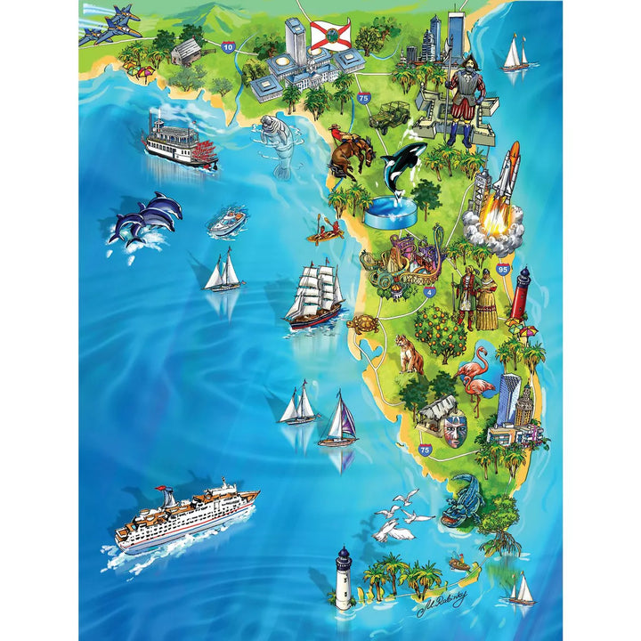 Sunsout Florida Map 500 Pc Jigsaw Puzzle 20521