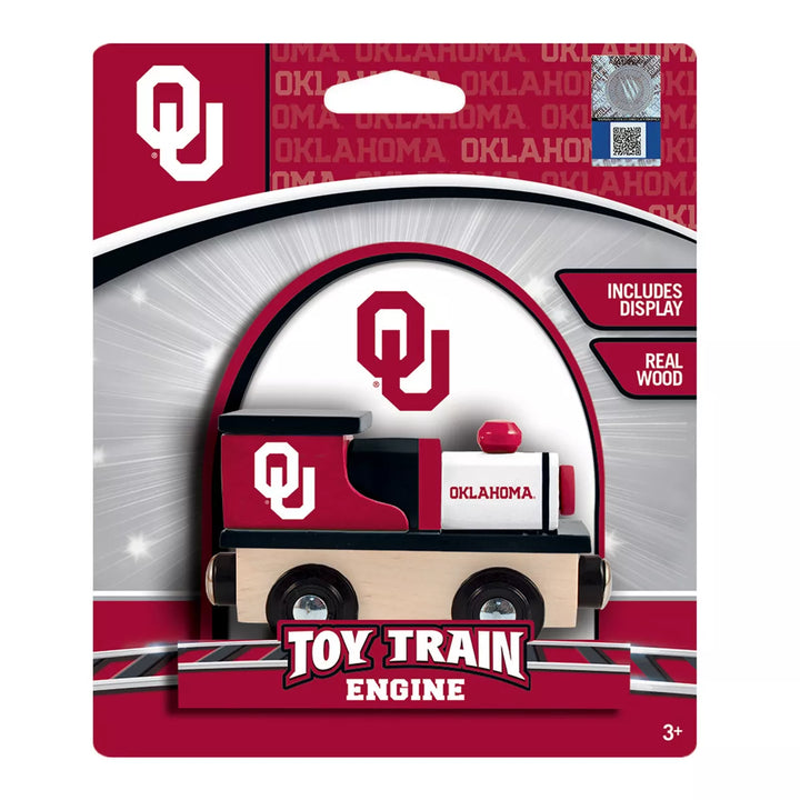 Masterpieces Officially Licensed NCAA Oklahoma Sooners Wooden Toy Train Engine for Kids.