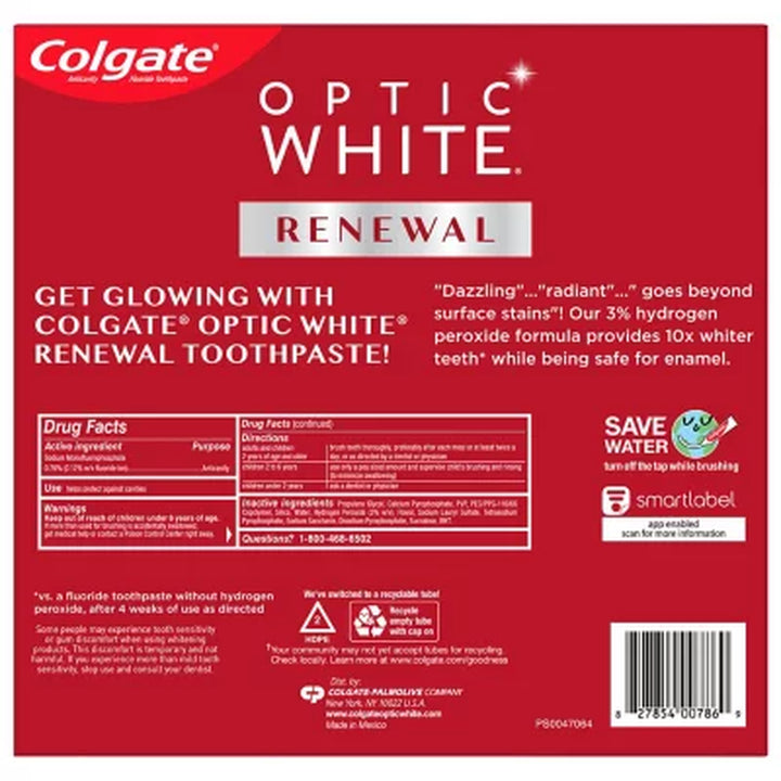 Colgate Optic White Renewal Whitening Toothpaste, 4.1 Oz., 4 Pk.