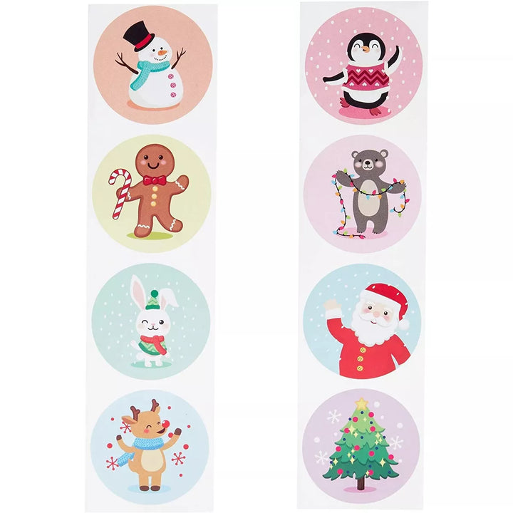 Blue Panda 1000 Pack Christmas Stickers, Assorted Designs Sticker Roll for Kids (1 In)