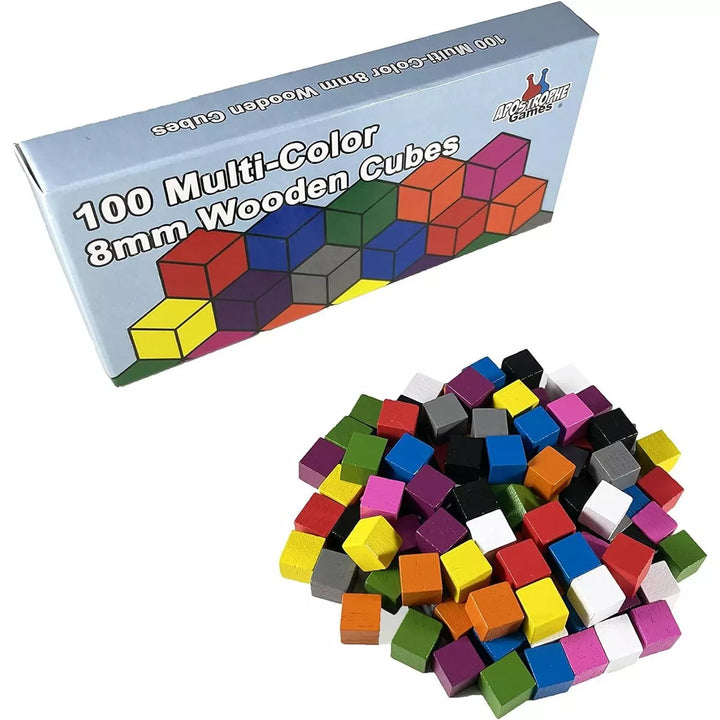 Apostrophe Games Wooden Cubes with Reusable Box, Multi-Color - 100Pcs