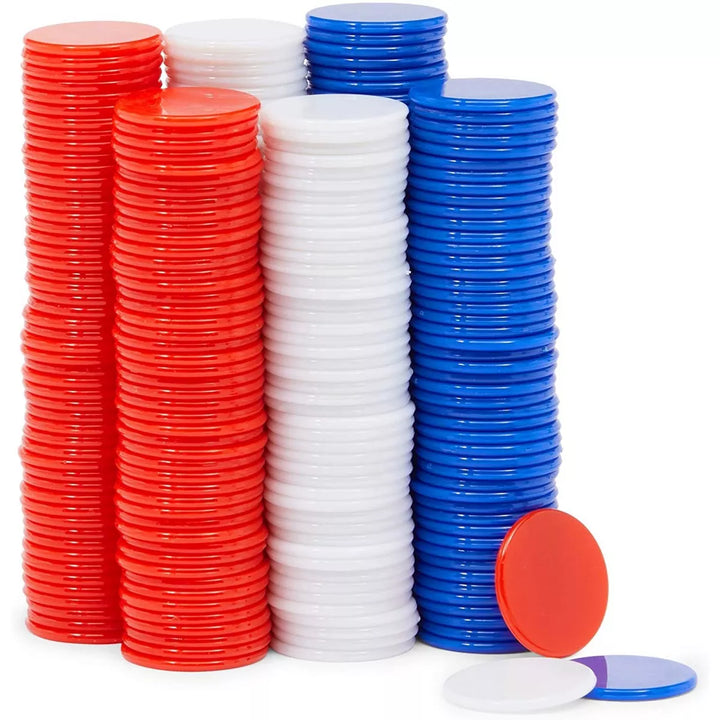 Okuna Outpost 300 Piece Plastic Counting Chips for Math, Bingo, Poker, 3 Colors, 1 In