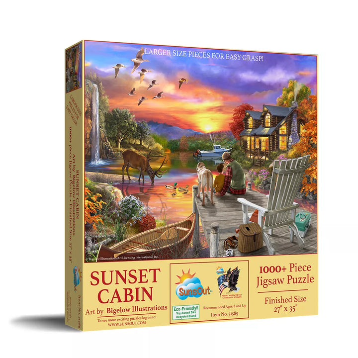 Sunsout Sunset Cabin 1000 Pc Large Pieces Jigsaw Puzzle 31589