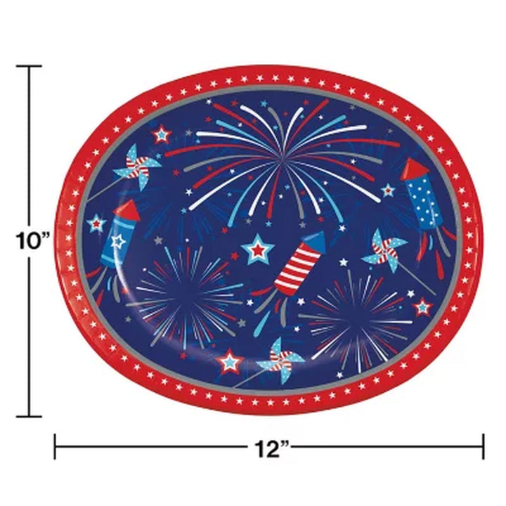 Artstyle Fireworks and Rockets Oval Plates and Dinner Napkins Tableware Kit, 200 Ct