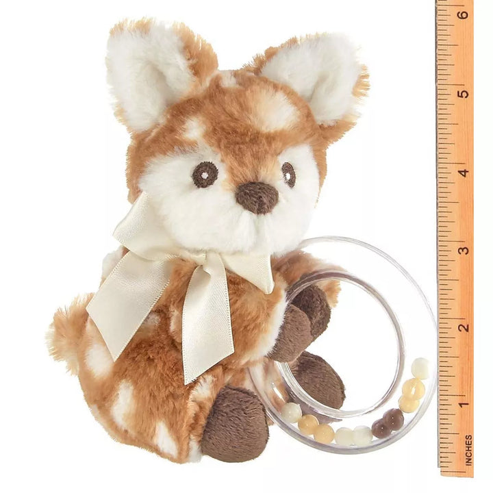 Bearington Baby Lil' Willow Plush Fawn Shaker Toy Ring Rattle, 5 Inches