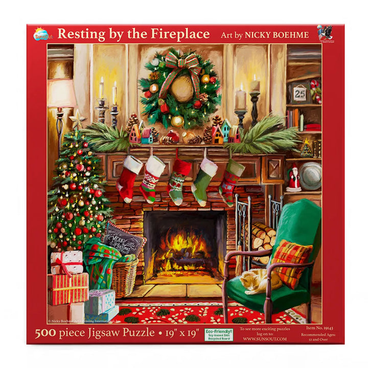 Sunsout Resing by the Fireplace 500 Pc Jigsaw Puzzle 19143