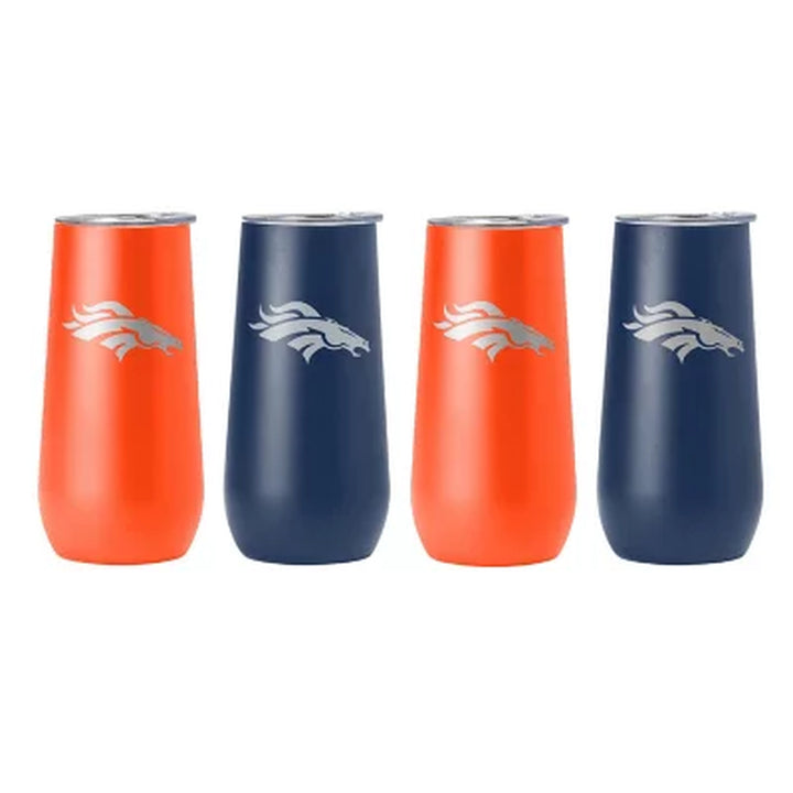 Logo Brands NFL 10Oz Stainless Steel Insulated Tumblers with Lids, 4 Pack, Assorted Teams