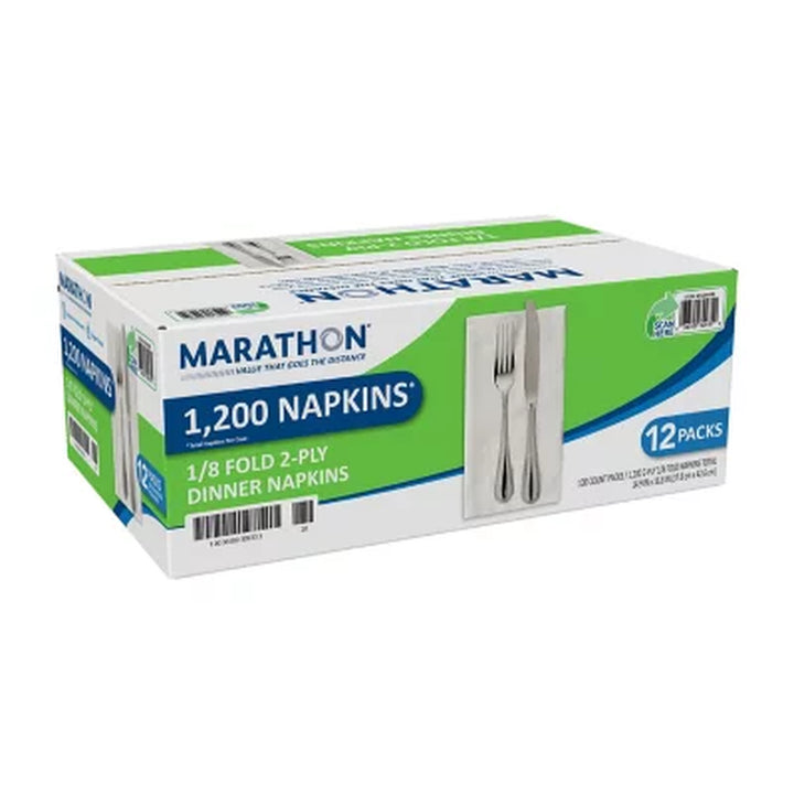 Marathon 2-Ply Dinner Napkin, 17" X 15", White 100/Pk., 12 Pk.